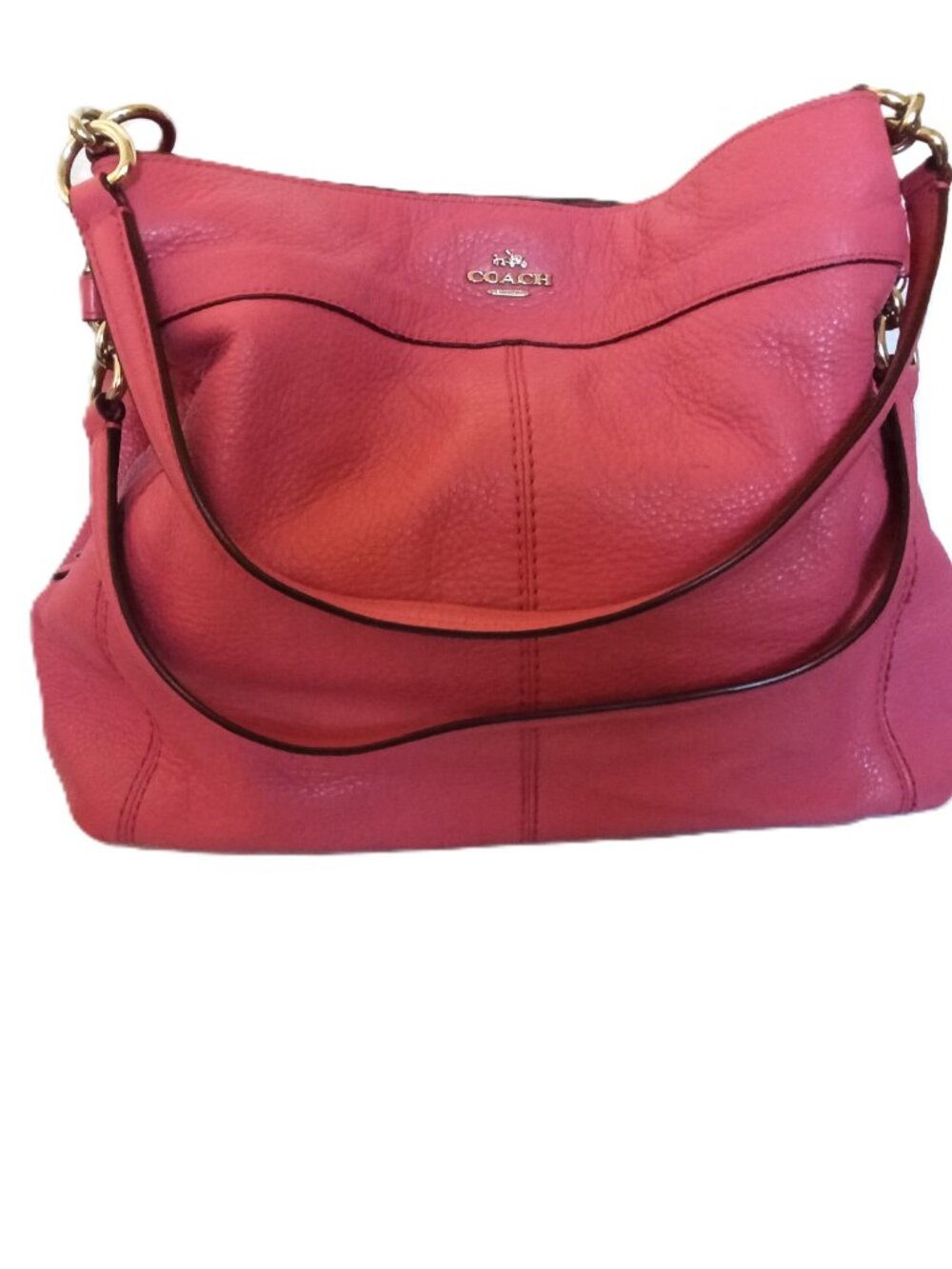 COACH LEXY Pebbled Leather Coral Rose Excellent Preowned Condition